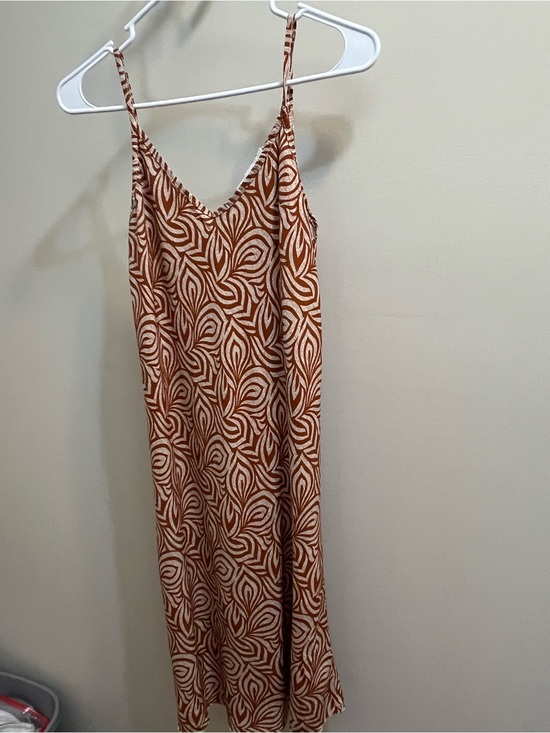 by coco Dresses & Skirts - By Coco Sleeveless Rust and Cream Patterned Slip Dress PtP 17” XS-S Made in Ital